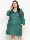 Heavenly Green Printed Plus Size Dress