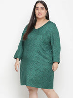 Heavenly Green Printed Plus Size Dress