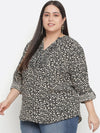 Fantastic Floral Print Black Color Plus Size Women Top