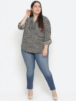 Fantastic Floral Print Black Color Plus Size Women Top