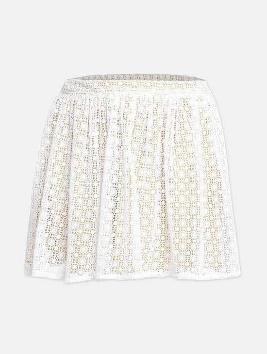 Pisca White Schiffli Embroidery Girl Skirt