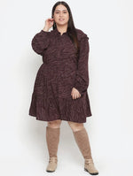 Mosh Animal Print Wine Colour Plus Size Women Dress