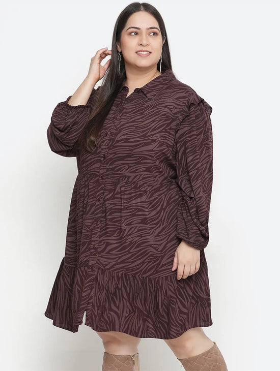 Mosh Animal Print Wine Colour Plus Size Women Dress