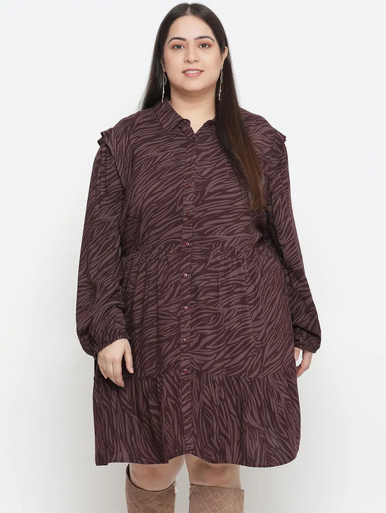 Mosh Animal Print Wine Colour Plus Size Women Dress