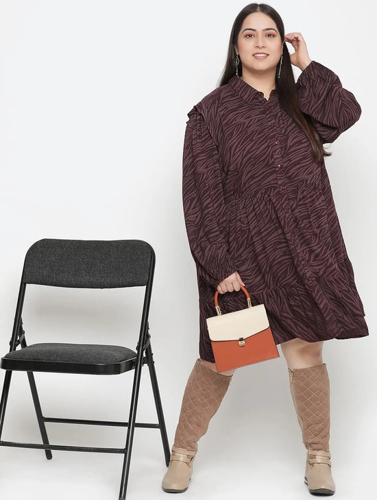 Mosh Animal Print Wine Colour Plus Size Women Dress