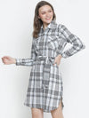 Zang Zip Check Print Tie- Knot Women Dress