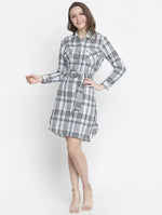 Zang Zip Check Print Tie- Knot Women Dress