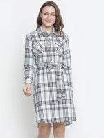 Zang Zip Check Print Tie- Knot Women Dress