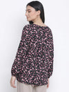 Treasure Black Floral Print Maternity Top