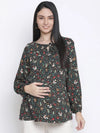 Elevated Black Floral Print Maternity Top