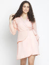 Heavenly dusty pink swiss dot wrap women dress