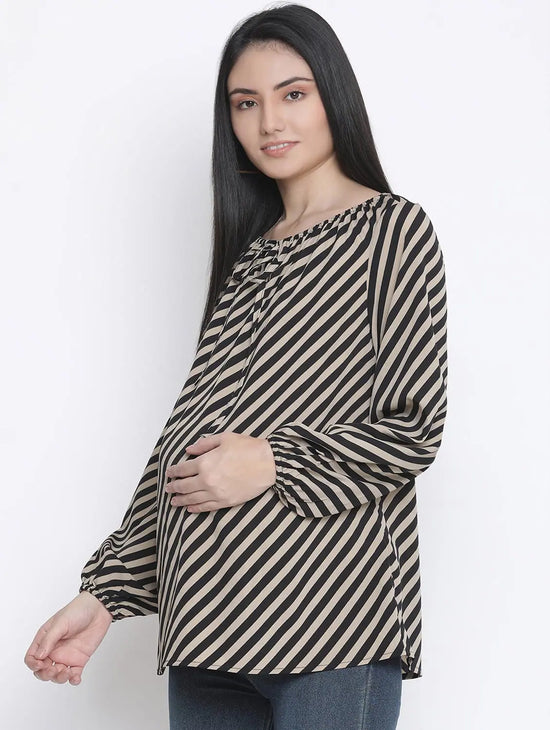 Linear Line Print Maternity Top