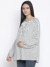 Stripes White Color Maternity Top