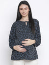 Merry Black Floral Print Maternity Top