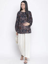 Jerry Black Floral Print Maternity Top