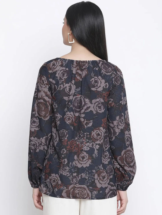 Jerry Black Floral Print Maternity Top