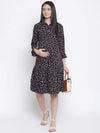 Slate Black Floral Print Maternity Dress