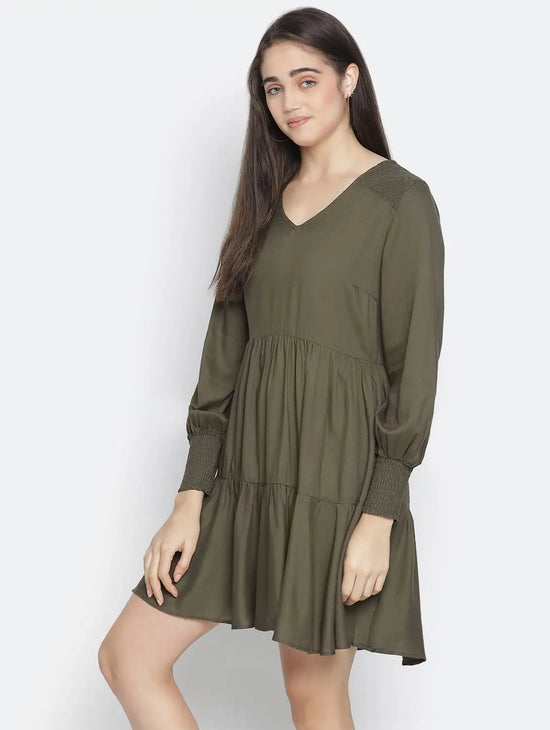 Mombo Khaki Colour Starling Women Dress