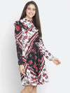 Organic White Floral Print Women Ruffle Dress