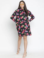 Abuzz Black Floral Print Button-Down Women Dress