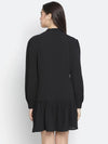 Soild Black Mania Button- Down Women Dress