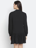 Soild Black Mania Button- Down Women Dress