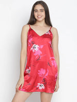 Brassing Pink Satin Print Relaxed Women Nightwear Dress