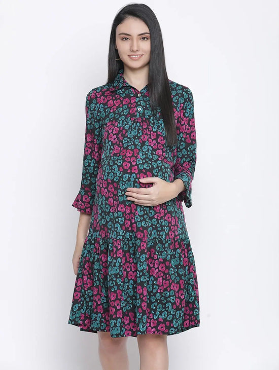 Lights Of Color Floral Print Maternity Dress