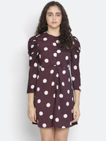 Swifty Polka Print Cute Women Puff Sleeve Dress