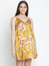 Aromatic satin print esay women nightwear dress