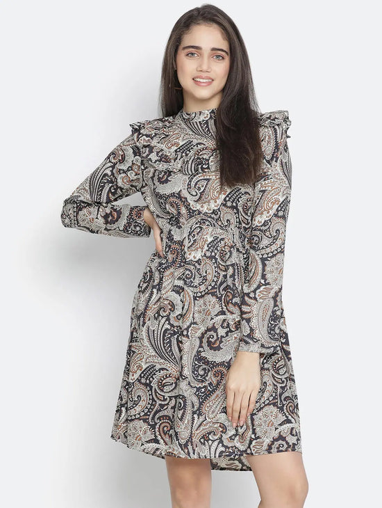 Luxuriant Printed Modibl Women Ruffle Dress