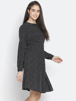 Pradise Black Dot Print Women Smocked Dress