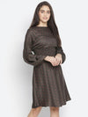 Rissser Solid Brown Alluring Women Smocked Dress