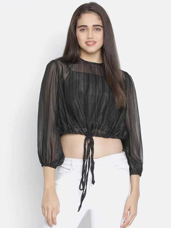 Flair Blimmer Black Stylish Women Tie Top