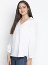 Feather solid white women top