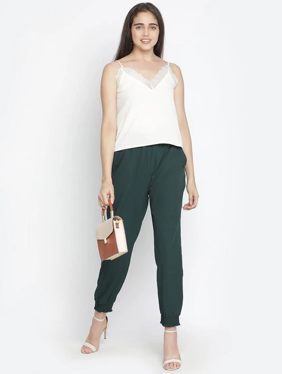 Raping Solid Green Women Elasticated Pant