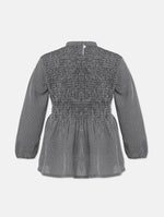 Garnish Grey Printed Smocked Girl Top