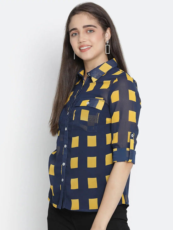 Meraki check print smart women Shirt