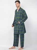 Prap Green Brush Check Men Robe