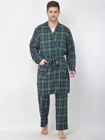 Prap Green Brush Check Men Robe