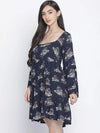 Dony Blue Printed Women Casual Dress