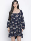 Dony Blue Printed Women Casual Dress