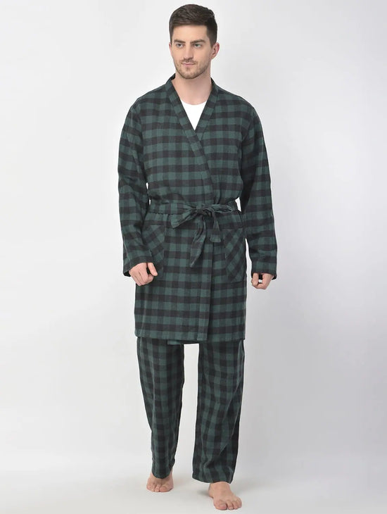 Green Ben Brush Check Men Robe