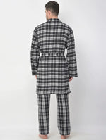 Granish Black Brush Check Men Robe