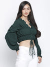 Zannic Green Elasticated Women Top