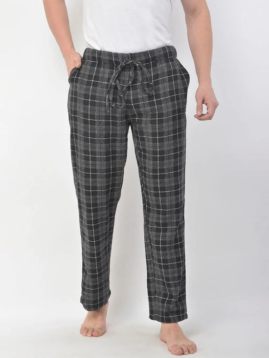 Dreamy Black Brush Check Men Nightwear Pajama