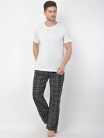 Dreamy Black Brush Check Men Nightwear Pajama