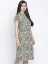 Vober Color Mesh Floral Print Women Dress