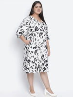 Tizzy White Animal Print Plus Size Women Dress