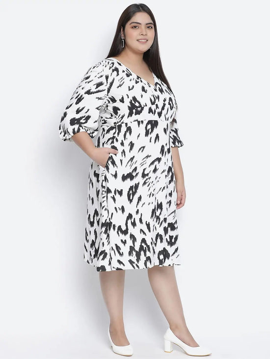 Tizzy White Animal Print Plus Size Women Dress